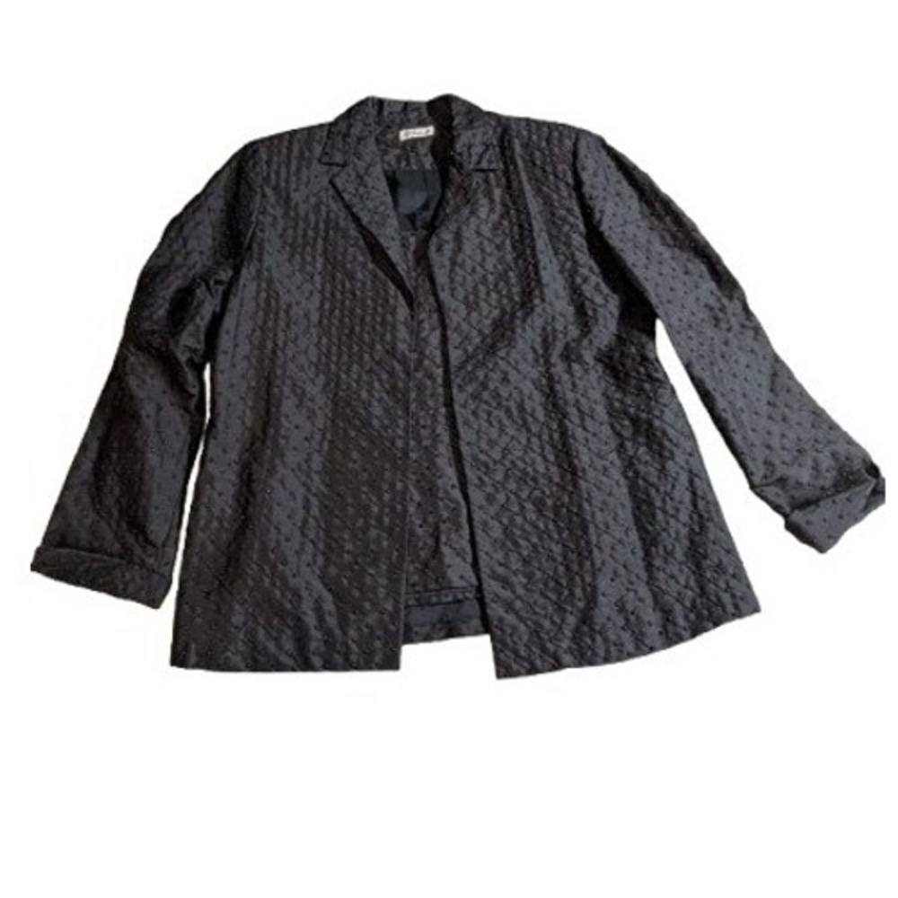 VTG Ann May 100% Silk Beaded Blazer Jacket Black Medium Structured + Bonus Tank